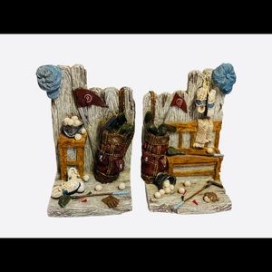 Holiday Gift Bookends Golf Theme Home Decor Office  golfer